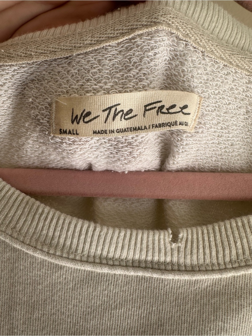 Free People We The Free Camden Sweatshirt in Delicacy/off white, Size S - Picture 3 of 7